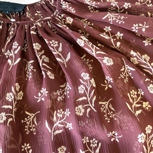 NILI LOTAN 100% Silk Floral Sheer Flowy Peasant Blouse in Multi Size L - Picture 11 of 13